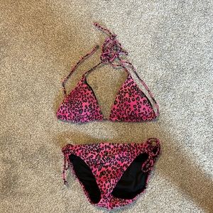 Victoria’s Secret leopard print pink string bikini
